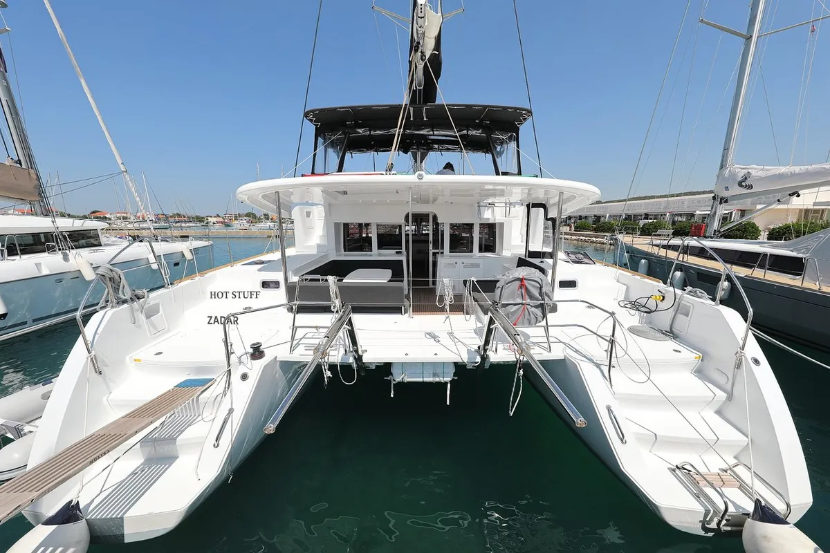 Deck of Hot Stuff, a Lagoon 450 F catamaran at Općina Sukošan, Croatia