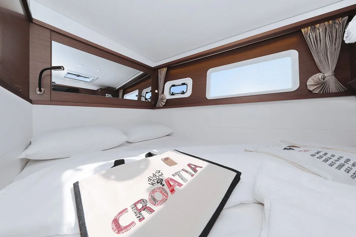Cabin on Hot Stuff, a Lagoon 450 F catamaran at Općina Sukošan, Croatia