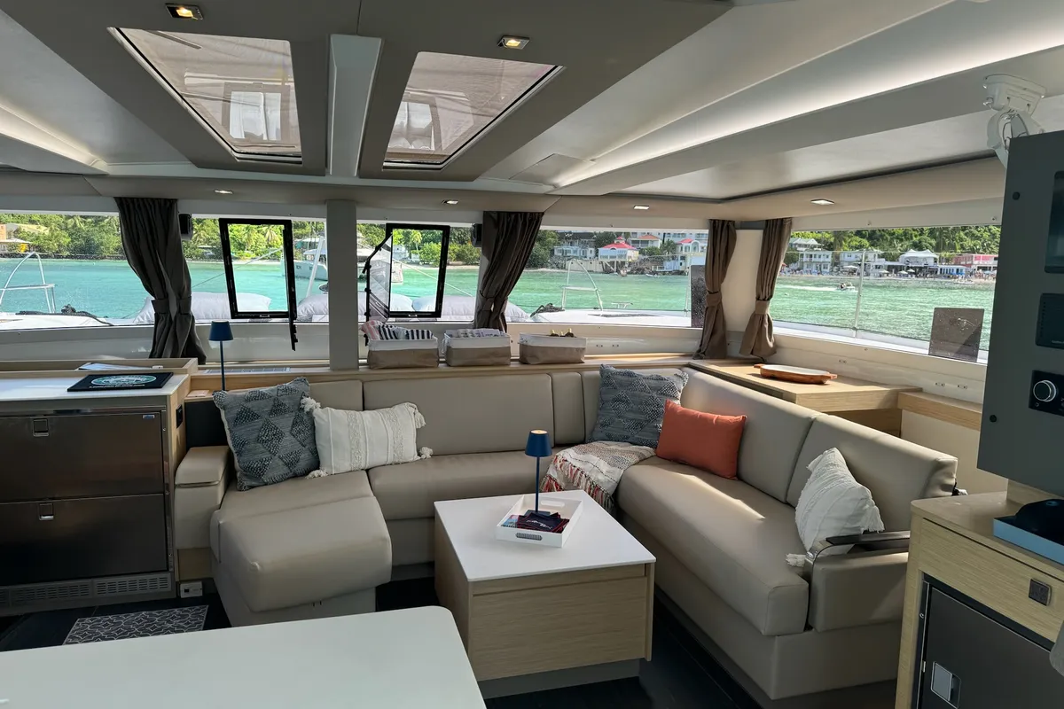 Salon of Feeling Knotty, a Fountaine Pajot Tanna 47 catamaran at Charlotte Amalie, United States