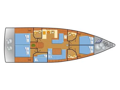 Floor plan of Alboran Aperol, a Beneteau Oceanis 51.1 sailboat at es Jonquet, Spain