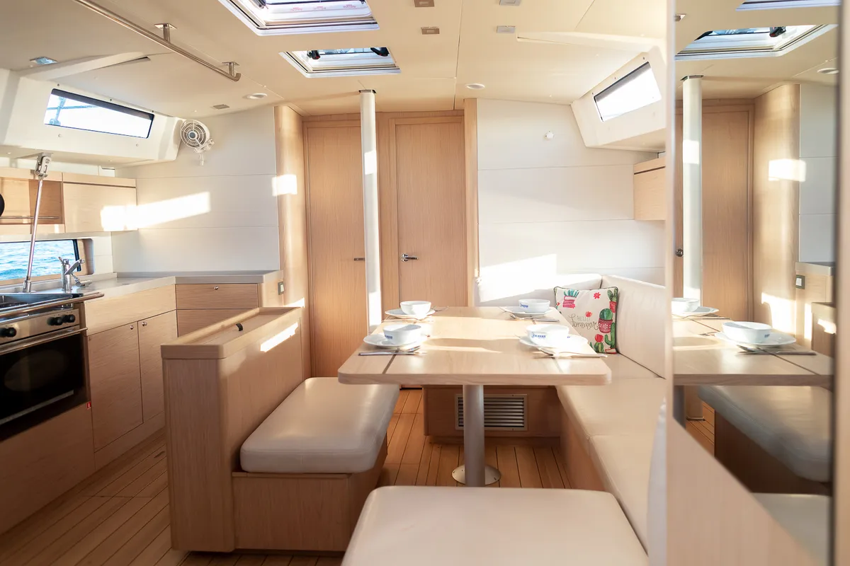 Salon of Kos 46.5, a Beneteau Oceanis 46.1 sailboat at Athens, Greece