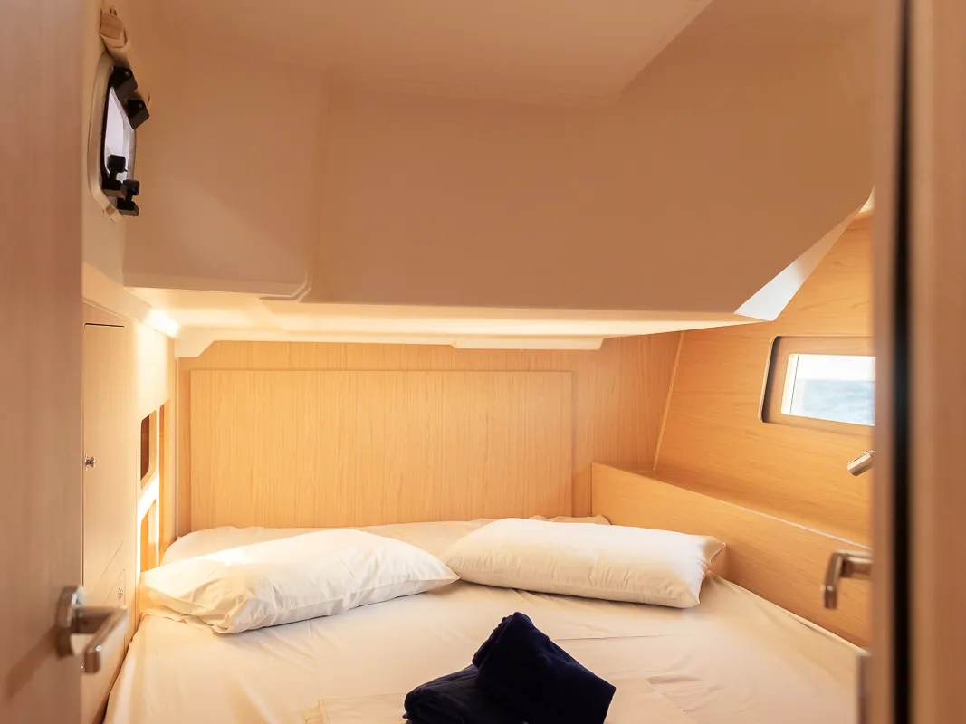 Cabin on Kos 46.5, a Beneteau Oceanis 46.1 sailboat at Athens, Greece