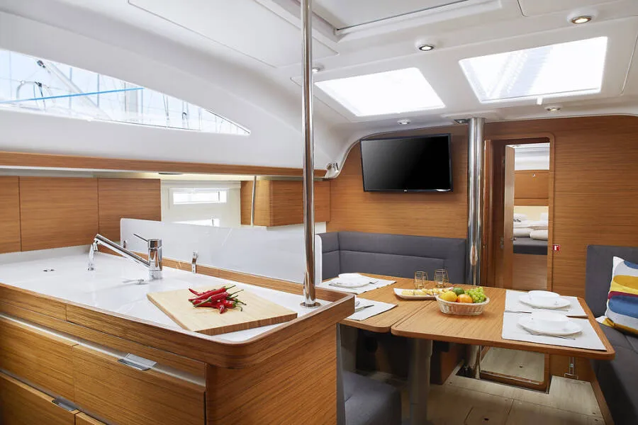 Salon of Mirakul, a Elan Impression 45 sailboat at Vodice, Croatia