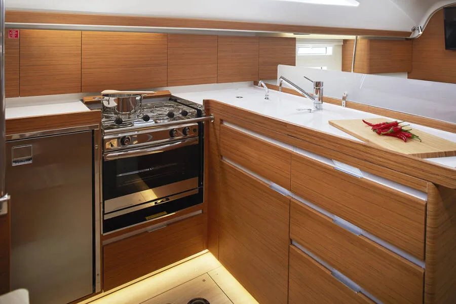 Galley of Mirakul, a Elan Impression 45 sailboat at Vodice, Croatia