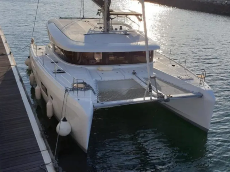 Exterior view of Marepiatto, a Lagoon 42 catamaran at Salerno, Italy