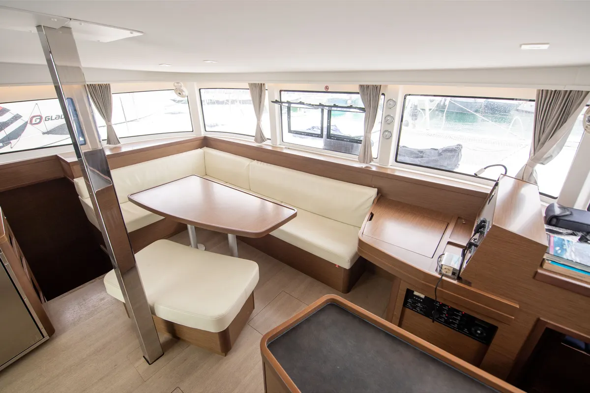 Salon of Marepiatto, a Lagoon 42 catamaran at Salerno, Italy