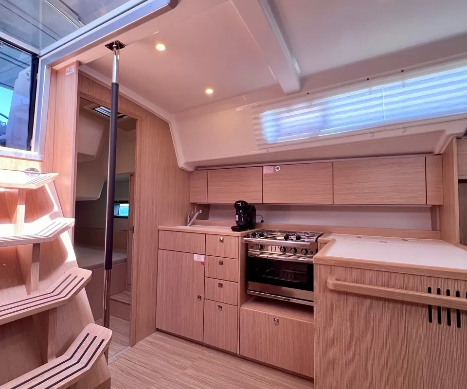 Galley of SIROCO, a Bavaria C42 sailboat at Municipal Unit of Lefkada, Greece