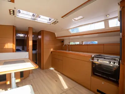 Galley of Aurora Belle, a Jeanneau Sun Odyssey 469 sailboat at Mai Khao, Thailand