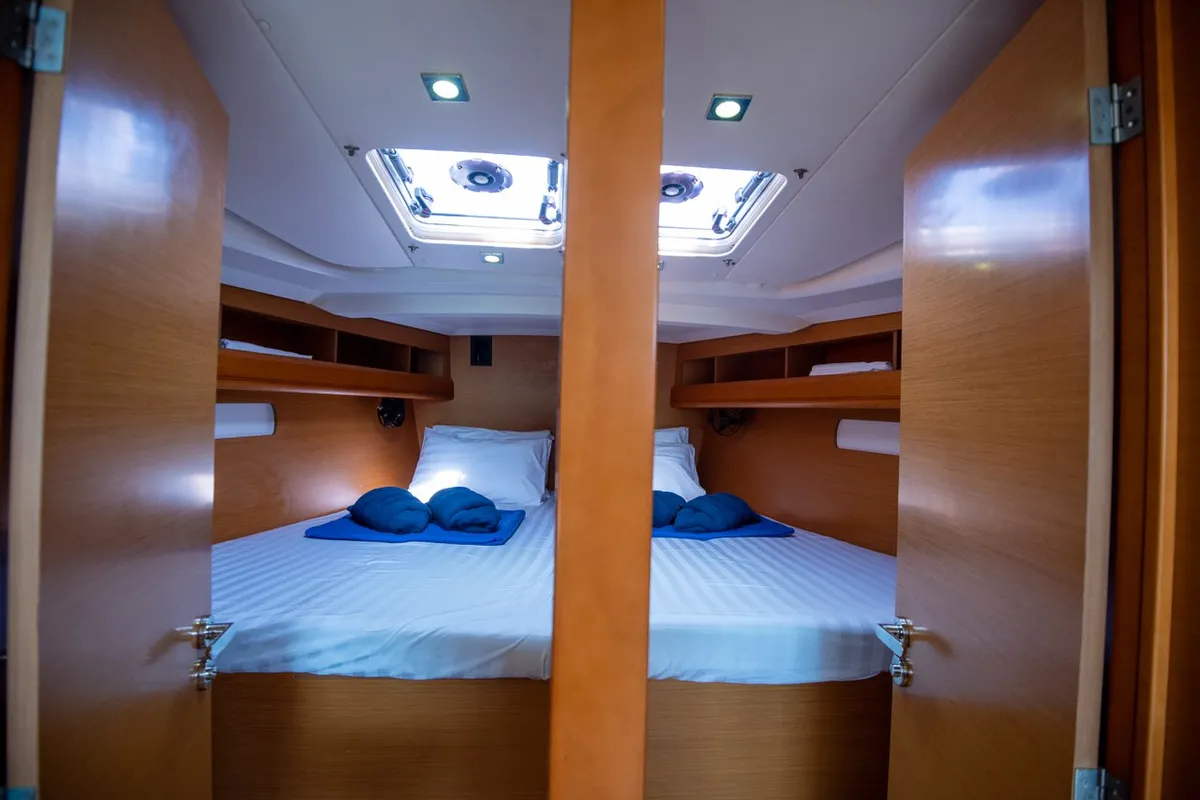 Cabin on Aurora Belle, a Jeanneau Sun Odyssey 469 sailboat at Mai Khao, Thailand