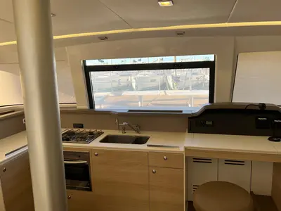Galley of Paola, a Bali 4.1 catamaran at Capo d'Orlando, Italy