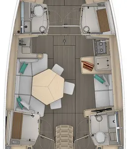 Floor plan of Experience 2, a Dufour 44 sailboat at Marseille, France