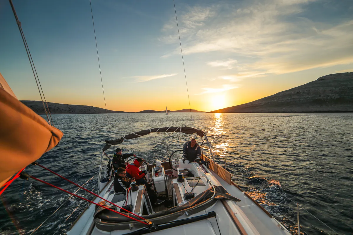 Cockpit of Luka Ploče, a Jeanneau Sun Odyssey 419 sailboat at Grad Ploče, Croatia