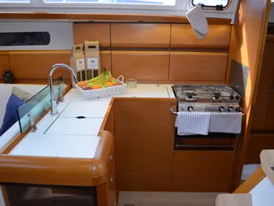 Galley of Luka Ploče, a Jeanneau Sun Odyssey 419 sailboat at Grad Ploče, Croatia