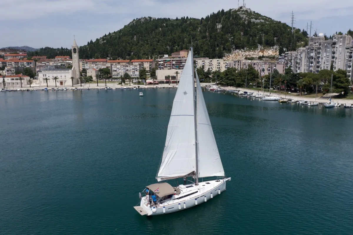 Exterior view of Luka Ploče, a Jeanneau Sun Odyssey 419 sailboat at Grad Ploče, Croatia