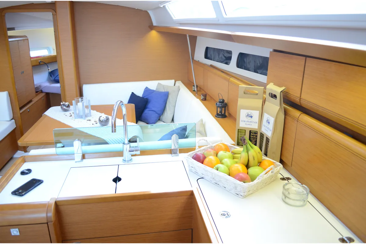 Galley of Luka Ploče, a Jeanneau Sun Odyssey 419 sailboat at Grad Ploče, Croatia
