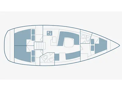 Floor plan of Ageras, a Elan Impression 384 sailboat at Preveza, Greece