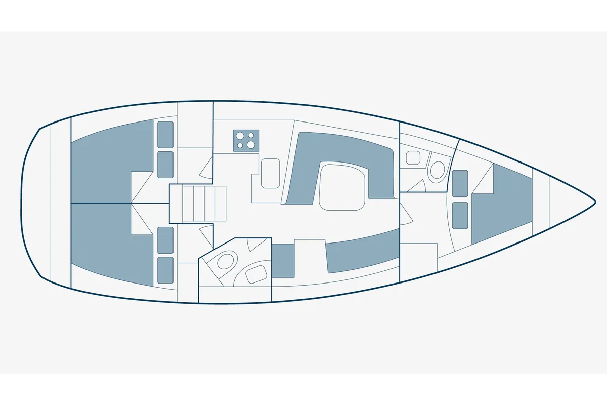 Floor plan of Ageras, a Elan Impression 384 sailboat at Preveza, Greece