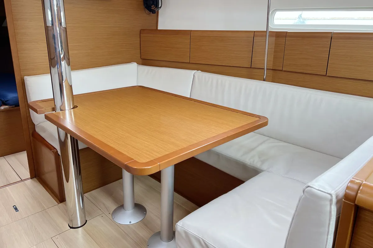 Salon of Freiheit, a Jeanneau Sun Odyssey 389 sailboat at Heiligenhafen, Germany