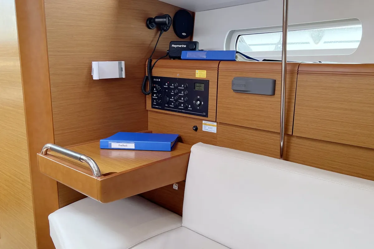 Salon of Freiheit, a Jeanneau Sun Odyssey 389 sailboat at Heiligenhafen, Germany