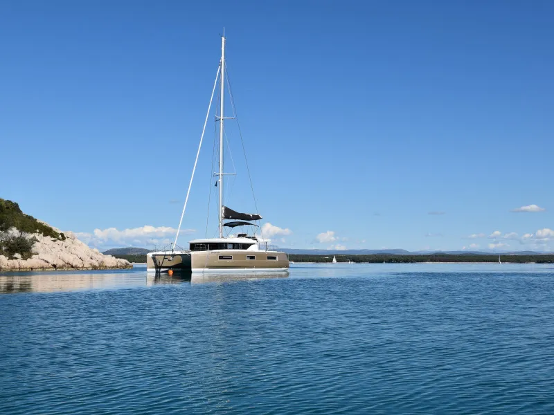 Exterior view of NOTORIOUS, a Lagoon 46 catamaran at Općina Sukošan, Croatia