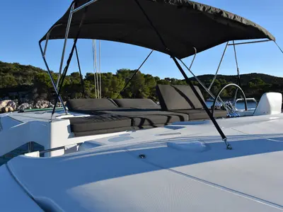 Cockpit of NOTORIOUS, a Lagoon 46 catamaran at Općina Sukošan, Croatia