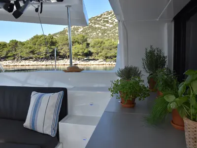 Deck of NOTORIOUS, a Lagoon 46 catamaran at Općina Sukošan, Croatia