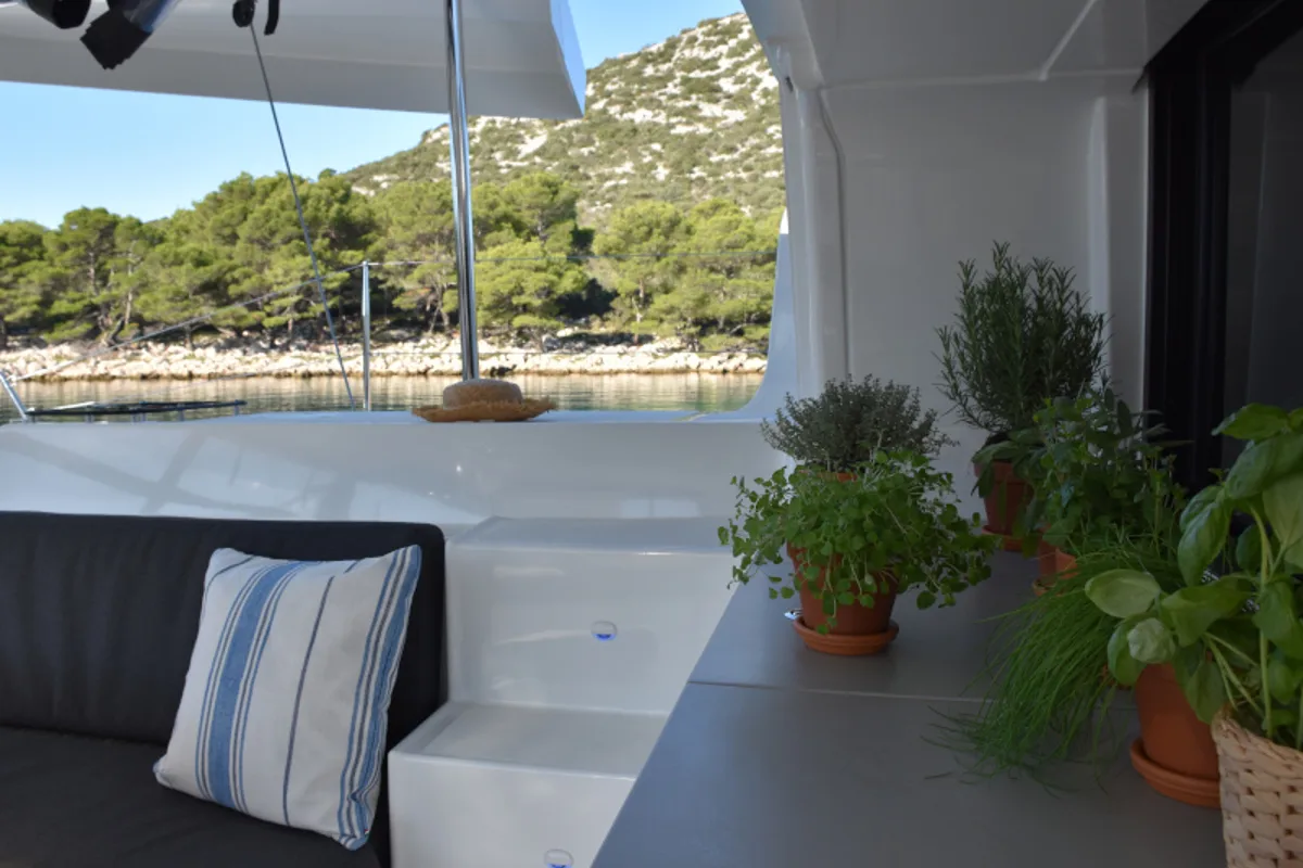 Deck of NOTORIOUS, a Lagoon 46 catamaran at Općina Sukošan, Croatia