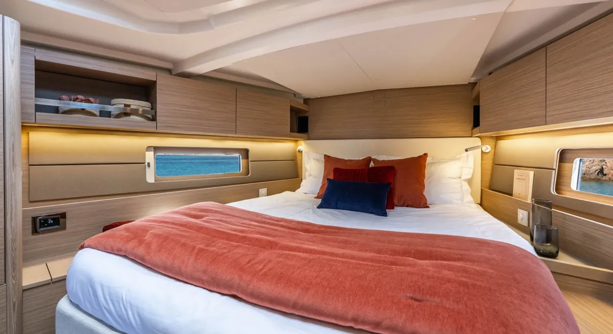Cabin on Nina, a Beneteau Oceanis 47 sailboat at Olbia, Italy