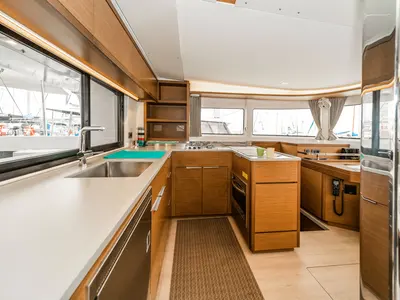 Galley of Lucky Dragon, a Lagoon 46 catamaran at Kos, Greece