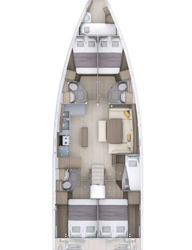 Floor plan of No Name, a Beneteau Oceanis 52 sailboat at Municipal Unit of Lefkada, Greece