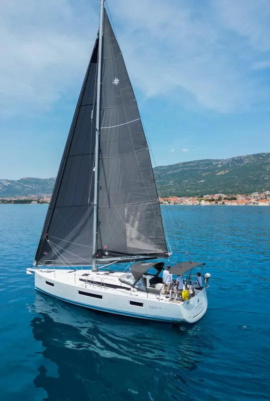 Exterior view of Dreamcatcher, a Jeanneau Sun Odyssey 440 sailboat at Grad Kaštela, Croatia
