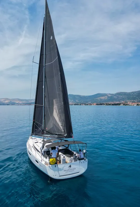 Exterior view of Dreamcatcher, a Jeanneau Sun Odyssey 440 sailboat at Grad Kaštela, Croatia