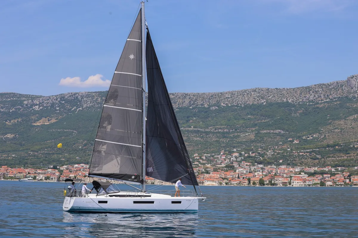 Exterior view of Dreamcatcher, a Jeanneau Sun Odyssey 440 sailboat at Grad Kaštela, Croatia