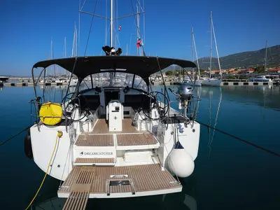 Deck of Dreamcatcher, a Jeanneau Sun Odyssey 440 sailboat at Grad Kaštela, Croatia