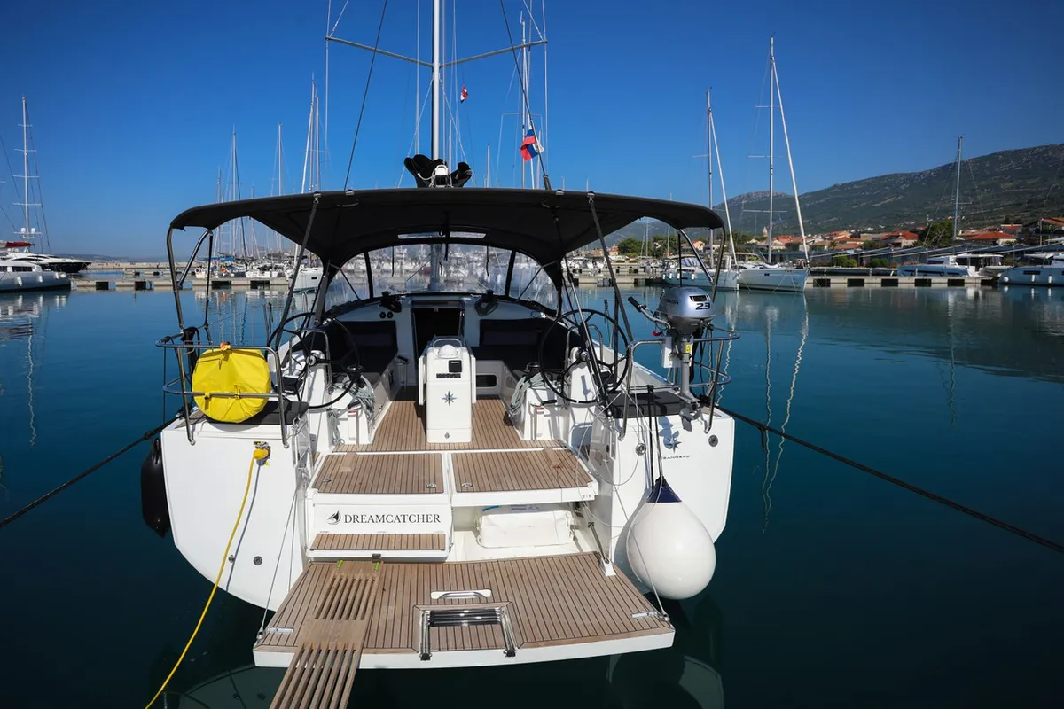 Deck of Dreamcatcher, a Jeanneau Sun Odyssey 440 sailboat at Grad Kaštela, Croatia