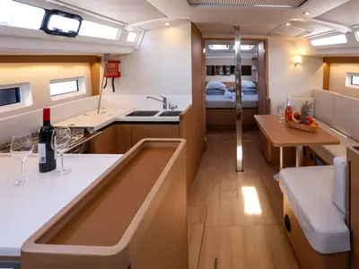Salon of Dreamcatcher, a Jeanneau Sun Odyssey 440 sailboat at Grad Kaštela, Croatia