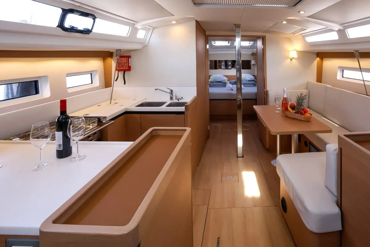 Salon of Dreamcatcher, a Jeanneau Sun Odyssey 440 sailboat at Grad Kaštela, Croatia