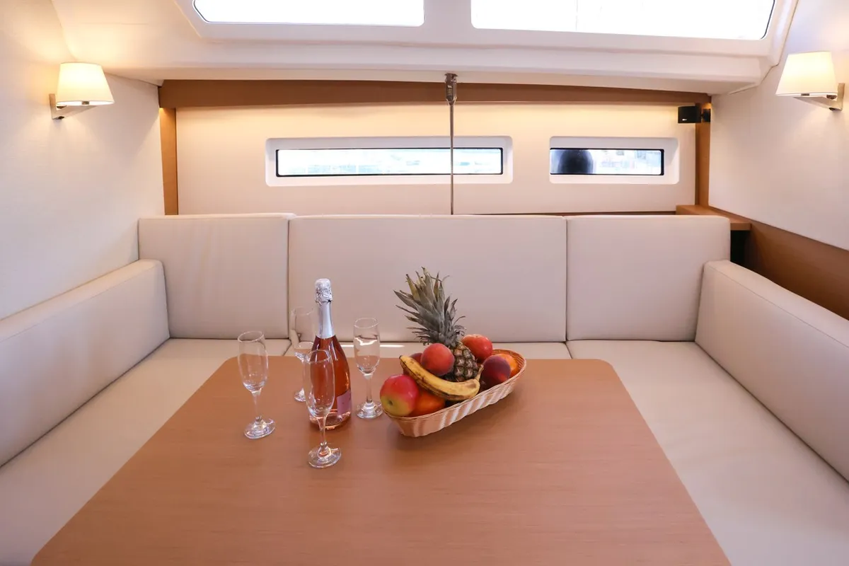 Salon of Dreamcatcher, a Jeanneau Sun Odyssey 440 sailboat at Grad Kaštela, Croatia