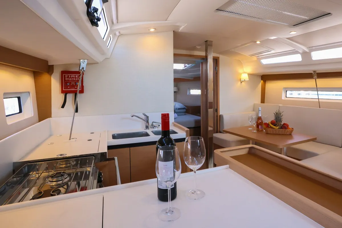 Galley of Dreamcatcher, a Jeanneau Sun Odyssey 440 sailboat at Grad Kaštela, Croatia