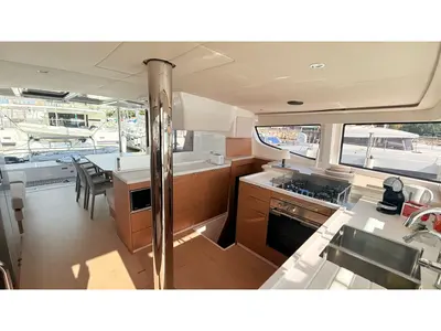 Galley of Seven, a Bali 4.4 catamaran at Figari, Italy