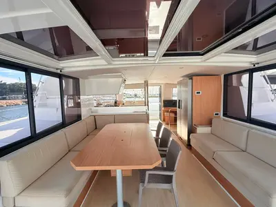 Salon of Seven, a Bali 4.4 catamaran at Figari, Italy