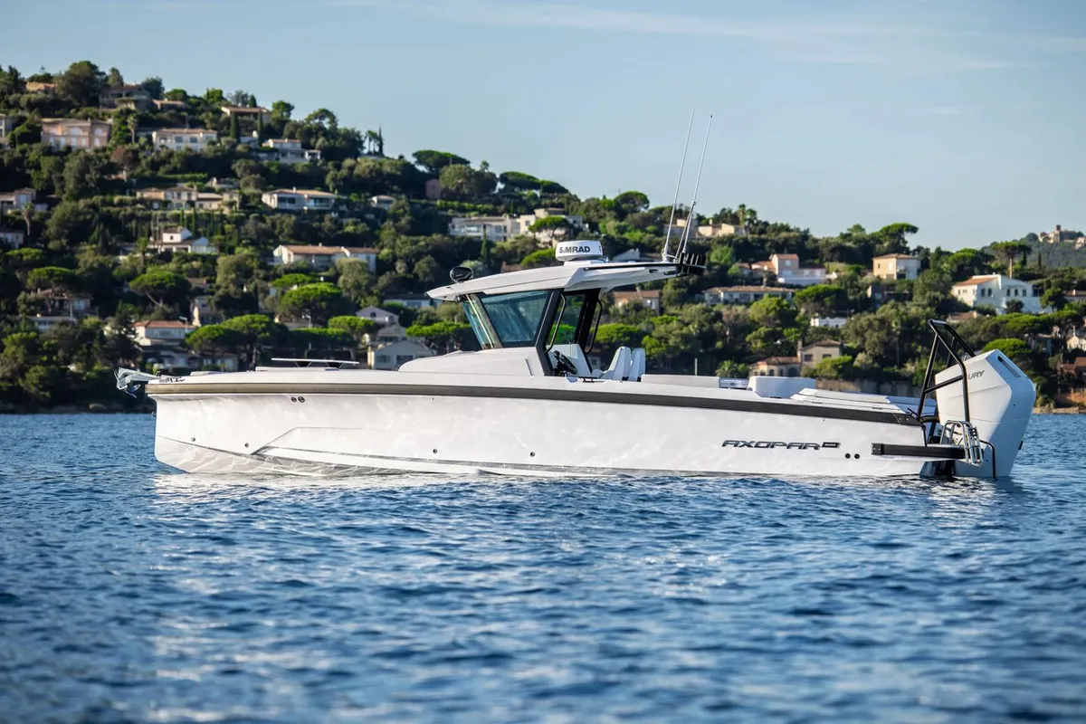Exterior view of Matija, a Axopar 29 CCX motorboat at Seget Donji, Croatia