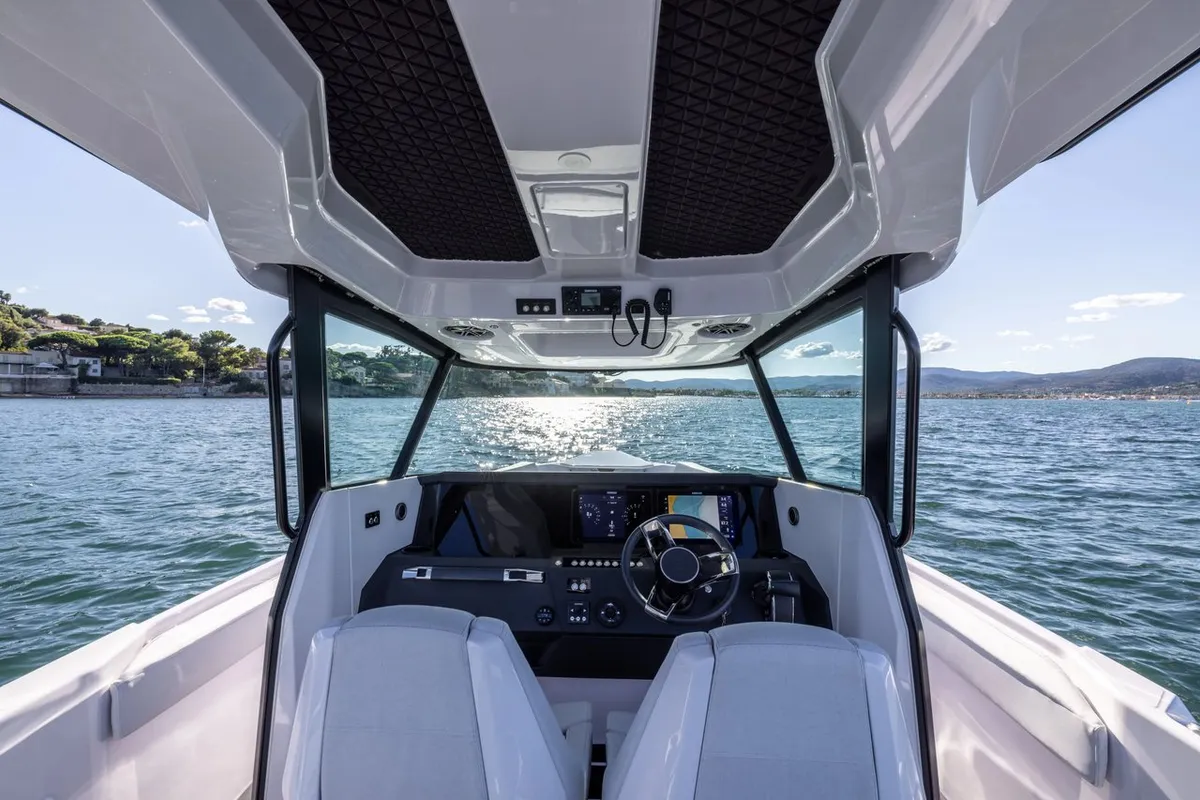 Cockpit of Matija, a Axopar 29 CCX motorboat at Seget Donji, Croatia