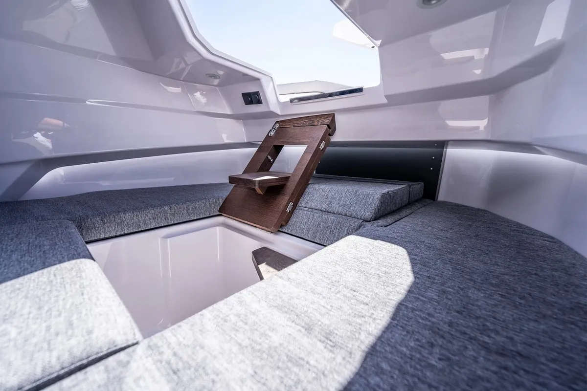Cabin on Matija, a Axopar 29 CCX motorboat at Seget Donji, Croatia