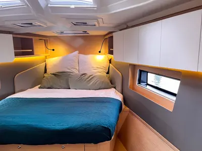 Cabin on Voulez-Vous, a Dufour 41 sailboat at Rostock, Germany