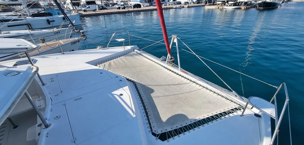 Deck of What Else, a Leopard 44 catamaran at Tribunj, Croatia