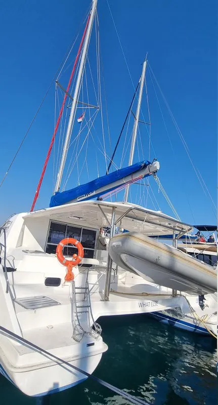 Exterior view of What Else, a Leopard 44 catamaran at Tribunj, Croatia
