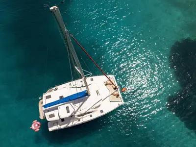 Salon of What Else, a Leopard 44 catamaran at Tribunj, Croatia