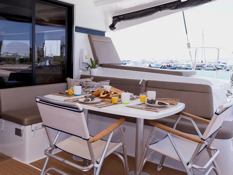 Deck of San Giorgio, a Lagoon 42 catamaran at Municipal Unit of Lefkada, Greece