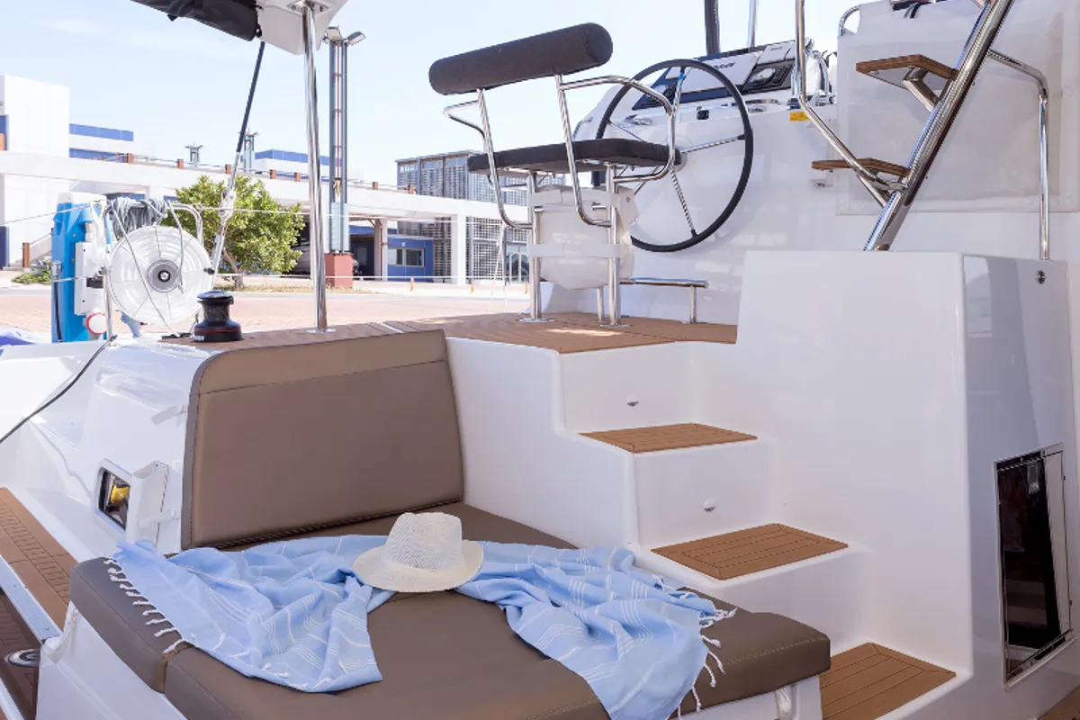 Deck of San Giorgio, a Lagoon 42 catamaran at Municipal Unit of Lefkada, Greece